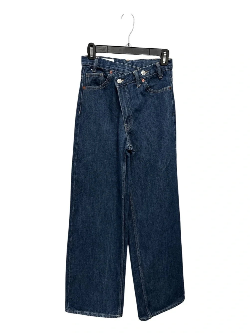Zara TRF HIGH-WAIST CROSSOVER WAIST WIDE LEG JEANS size US 2
